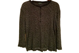 LRL~RALPH LAUREN~LEOPARD BLOUSE~LG